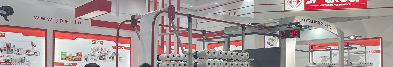 JP Extrusiontech machinery on the exhibition floor